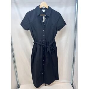 NWT - J. Crew Womens Black Short Sleeve Dress w/ Pockets & Belt Size 00
